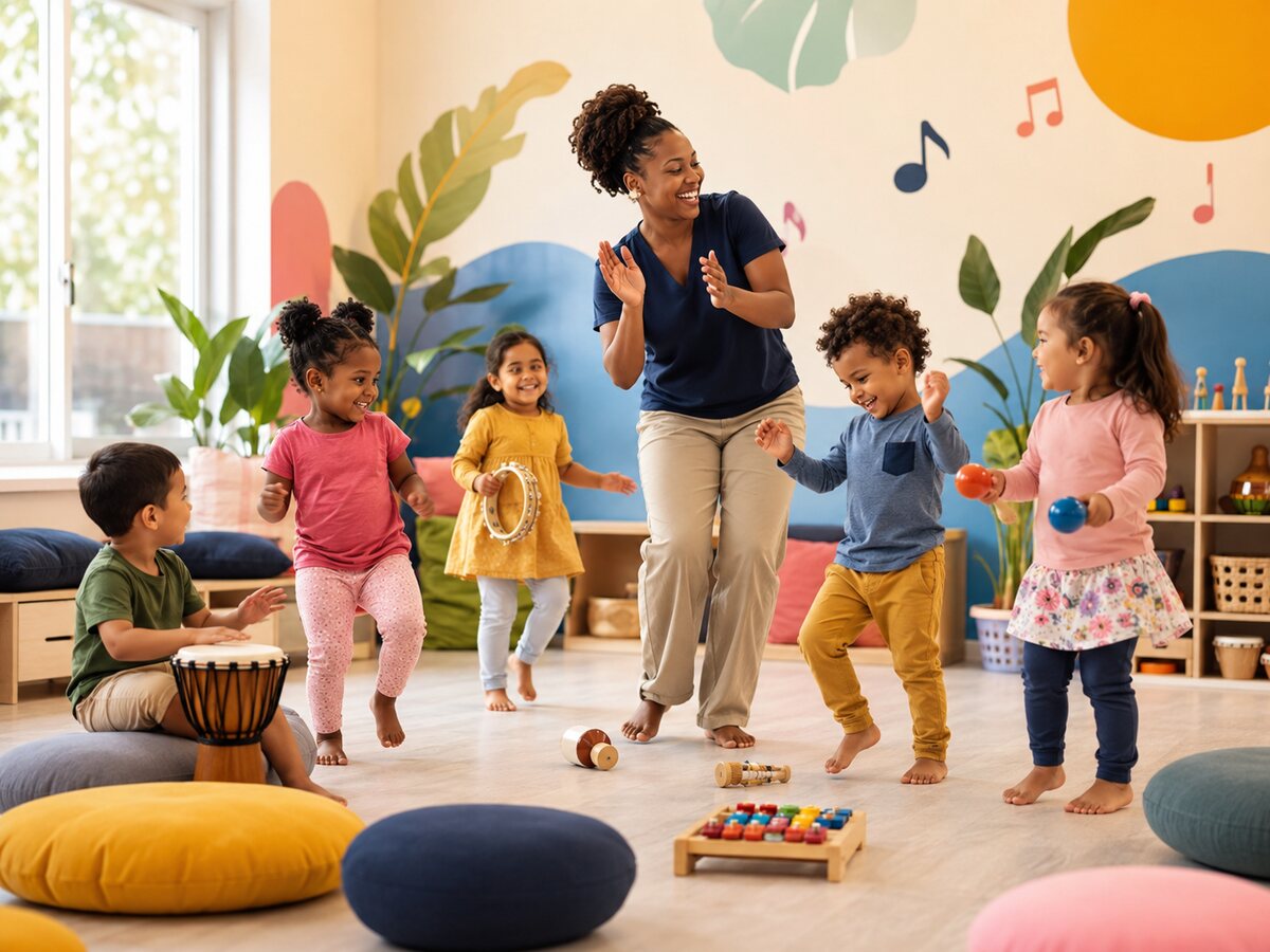 Children dancing and making music